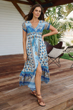 Celeste Maxi Dress Saphire Sands Print