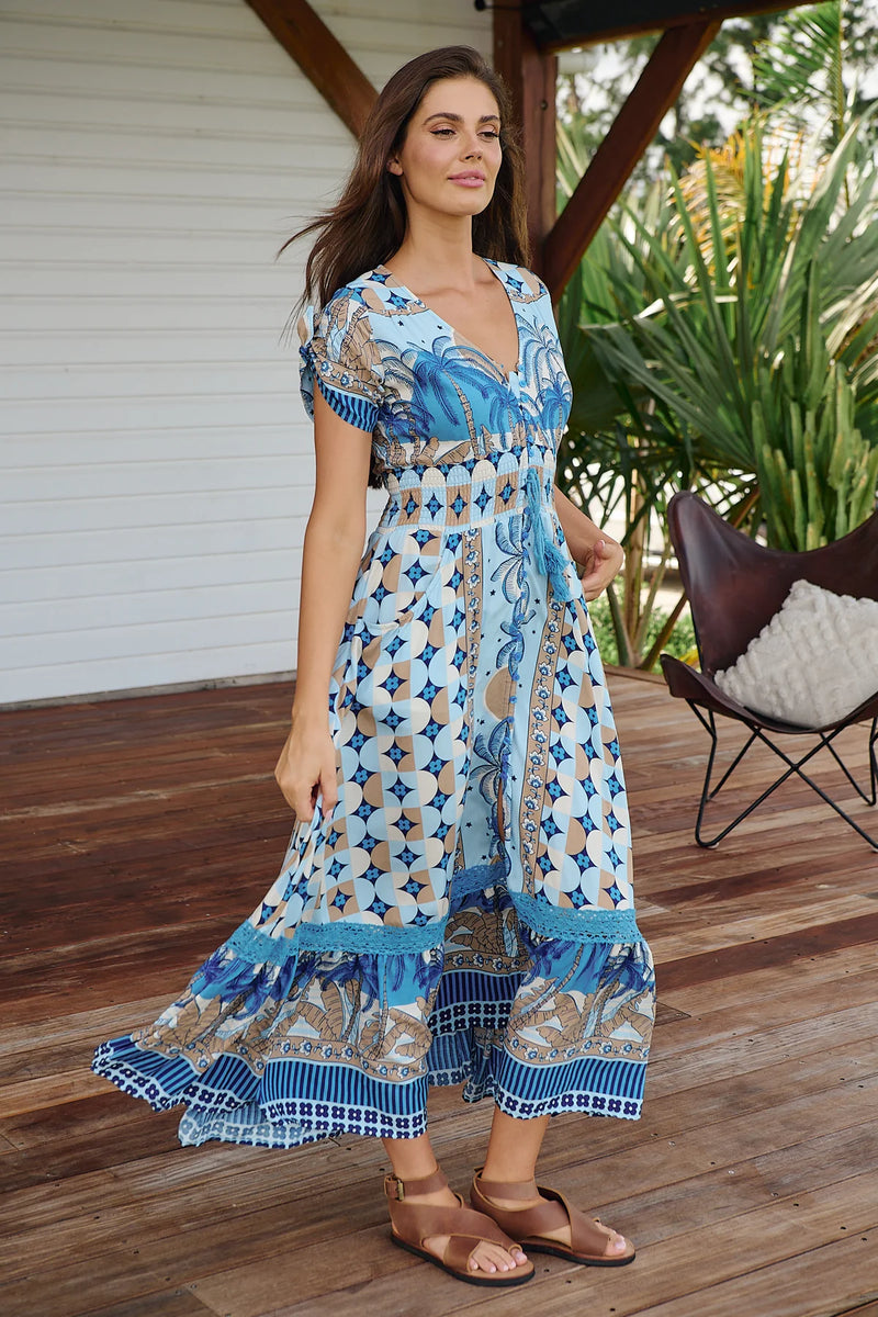 Celeste Maxi Dress Saphire Sands Print