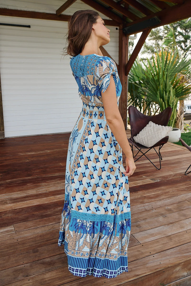 Celeste Maxi Dress Saphire Sands Print