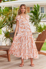 Melissa Maxi Dress Apricot Prairie Print
