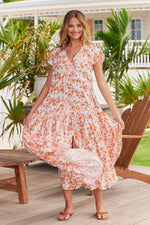 Melissa Maxi Dress Apricot Prairie Print