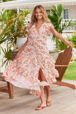 Melissa Maxi Dress Apricot Prairie Print