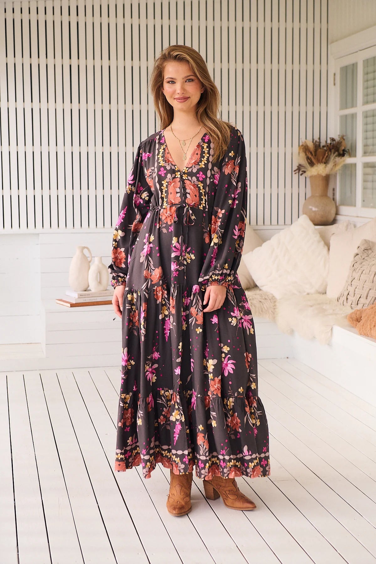 Teresa Maxi Dress ~ Monarch Bloom Print