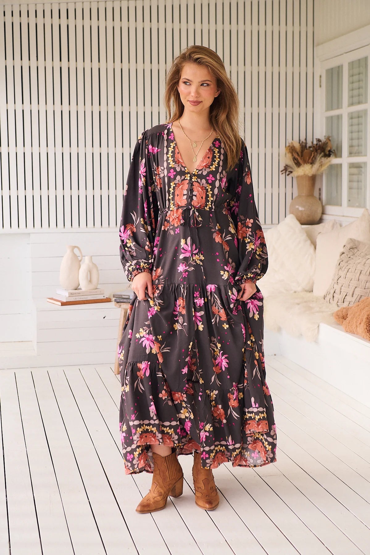 Teresa Maxi Dress ~ Monarch Bloom Print