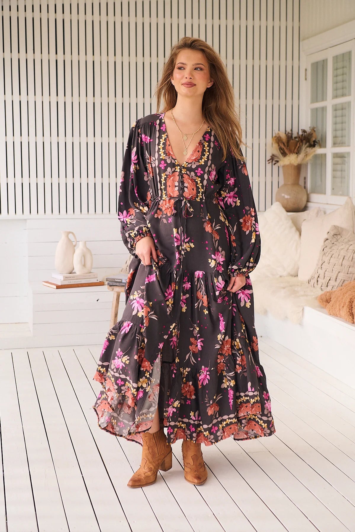 Teresa Maxi Dress ~ Monarch Bloom Print