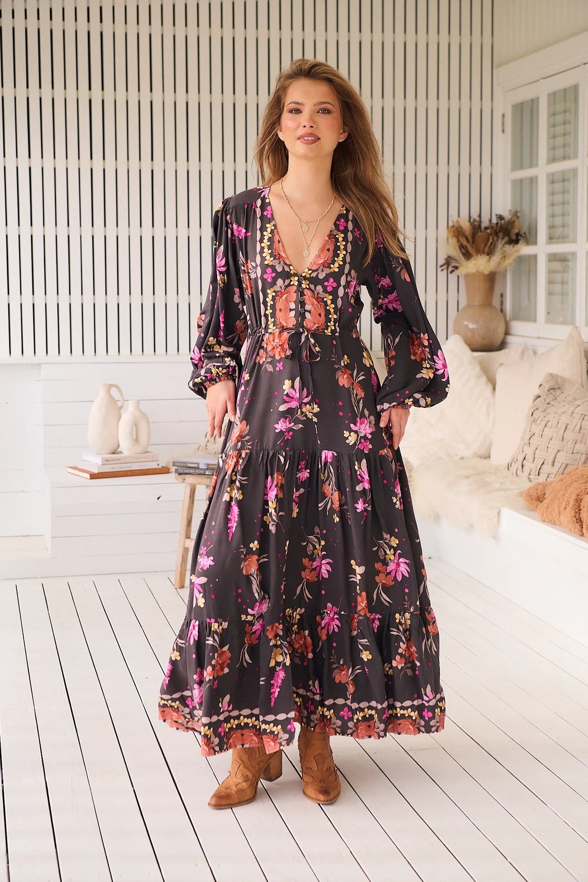 Teresa Maxi Dress ~ Monarch Bloom Print