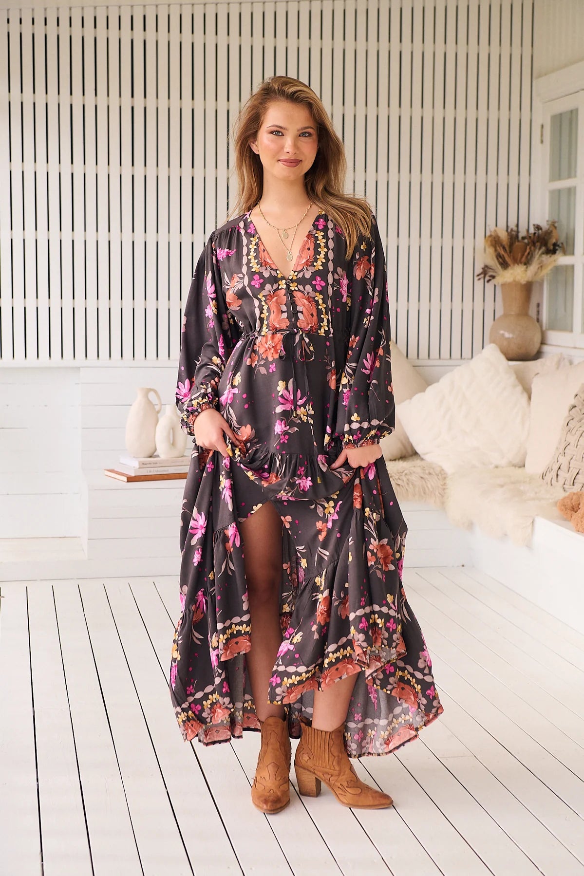 Teresa Maxi Dress ~ Monarch Bloom Print