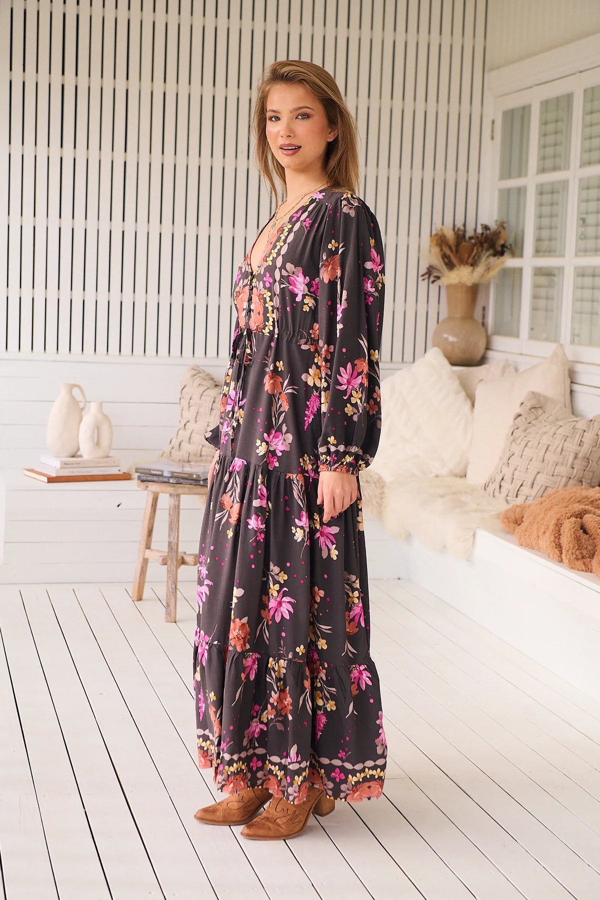 Teresa Maxi Dress ~ Monarch Bloom Print