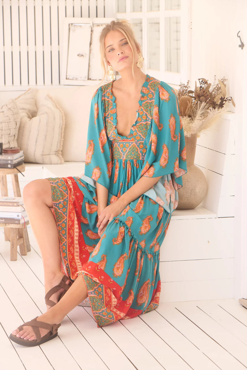 Raya Kaftan Maxi Dress Melody print
