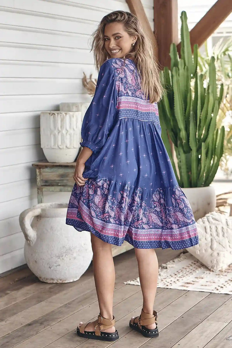 Goldie Mini Dress Celestial print