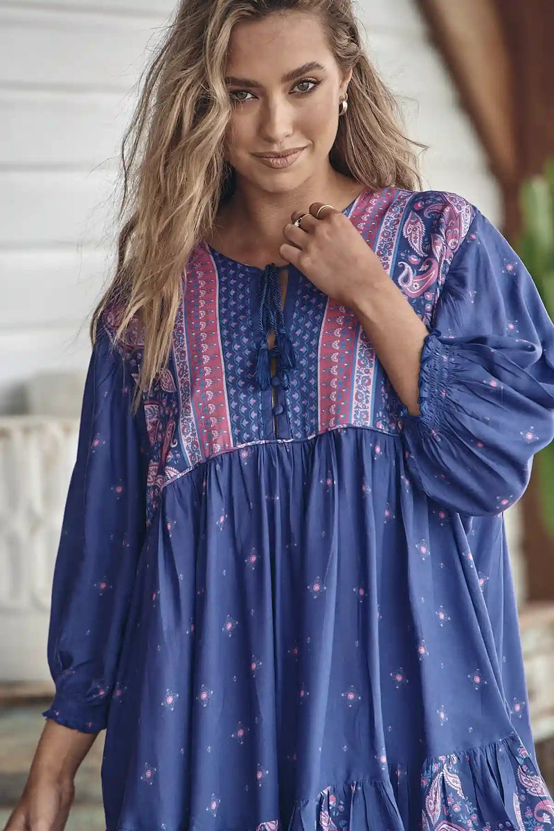 Goldie Mini Dress Celestial print