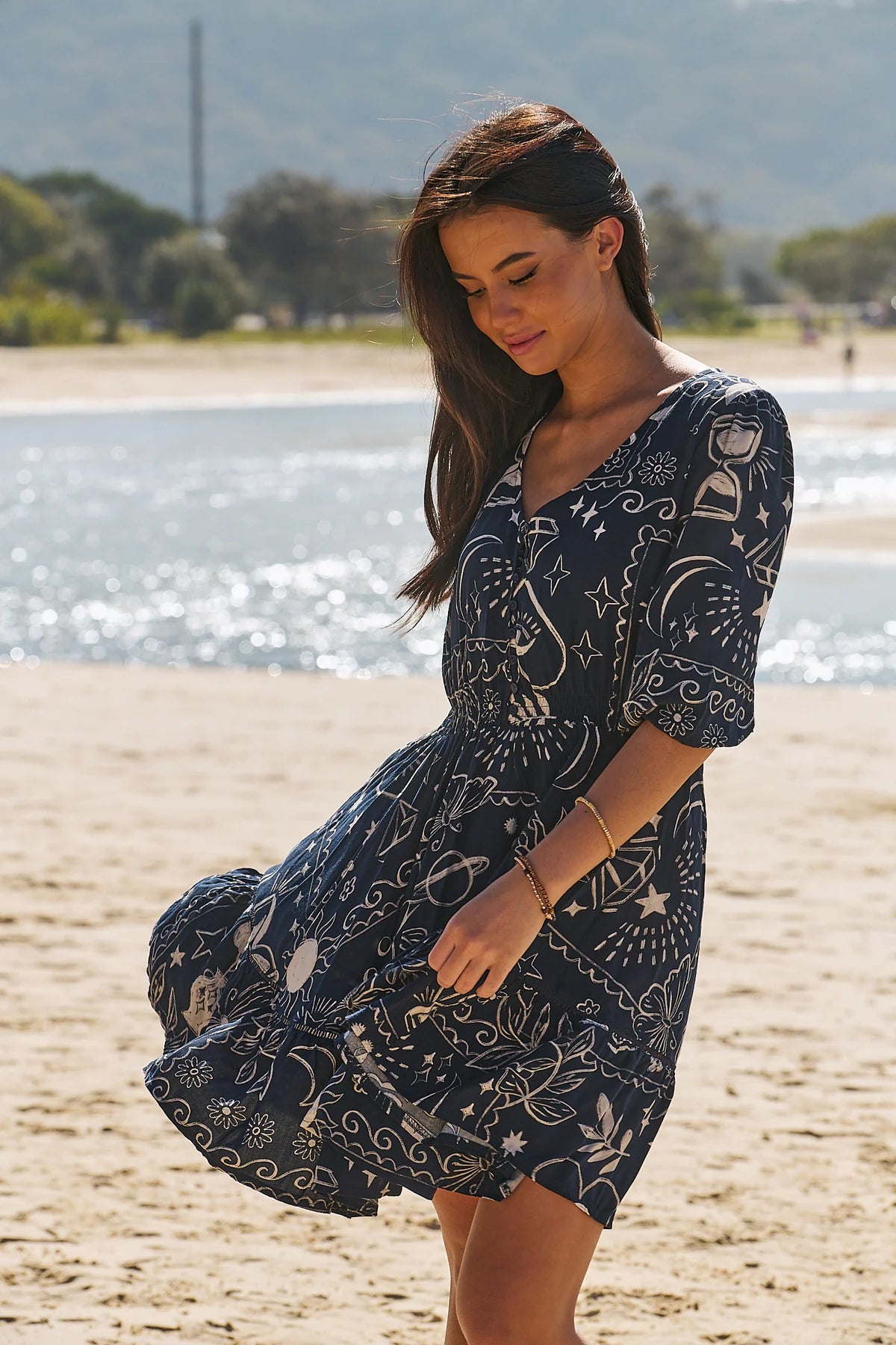 Celine Mini Dress Elements print