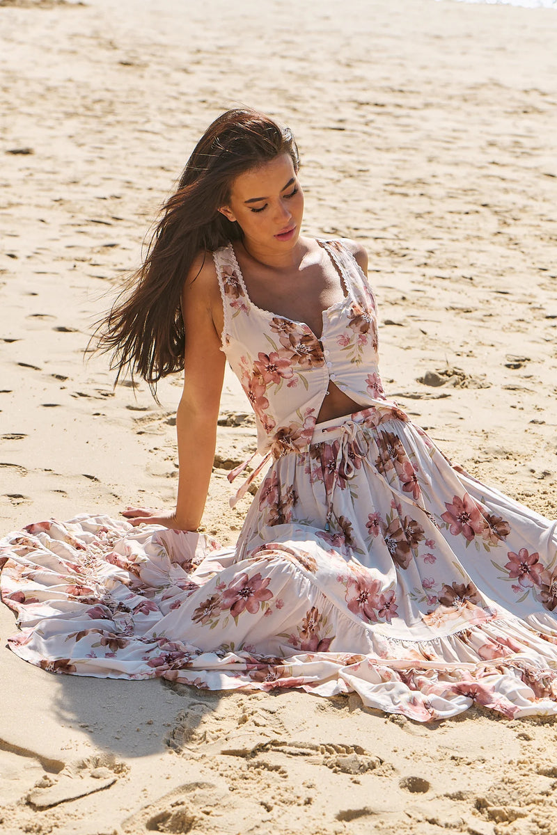 Marielle Maxi Skirt Love Story print