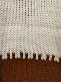 J'adore Heart Knit Jumper brown and cream – close-up of chunky knit texture and heart pattern