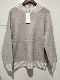 Tilly Blanket Stitch Knit Jumper mocha – flat lay front view