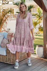 Monday Midi Dress Rosabella Print Kenzie Tenzie