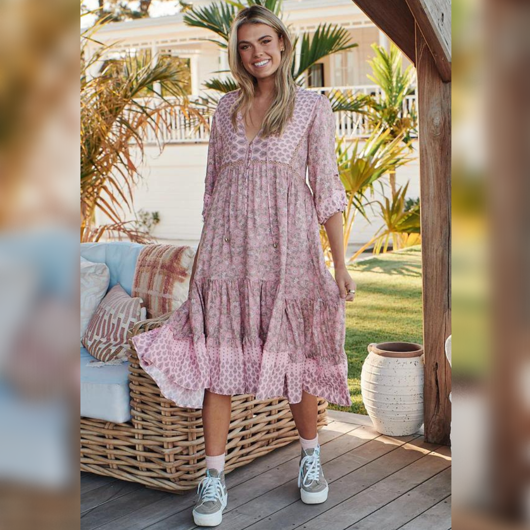 Monday Midi Dress Rosabella Print Kenzie Tenzie