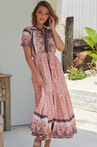 Opie Maxi Dress Coral Bells Print Kenzie Tenzie