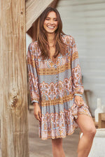 Payson Mini Dress Grey Odessa Print Kenzie Tenzie