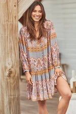 Payson Mini Dress Grey Odessa Print Kenzie Tenzie