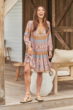 Payson Mini Dress Grey Odessa Print Kenzie Tenzie