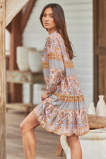 Payson Mini Dress Grey Odessa Print Kenzie Tenzie