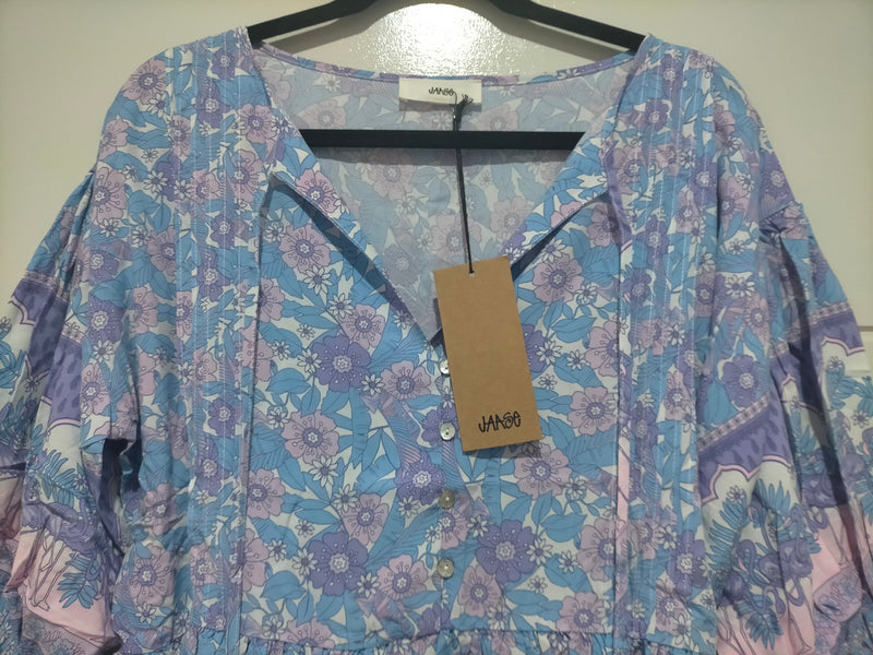 Pia Tunic Top Blue Flamingo Print Kenzie Tenzie