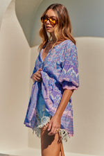 Pia Tunic Top Blue Flamingo Print Kenzie Tenzie