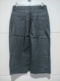 Rissie Wax Denim Midi Skirt Black Kenzie Tenzie