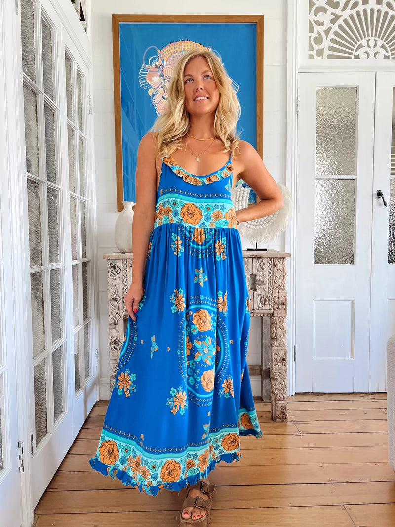 Bibi Midi Dress Riviera print
