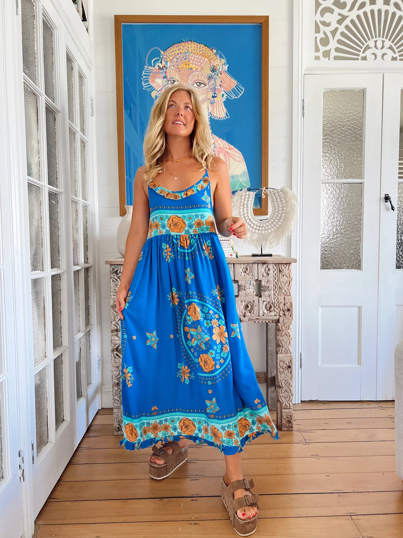 Bibi Midi Dress Riviera print