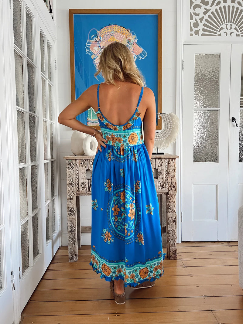 Bibi Midi Dress Riviera print