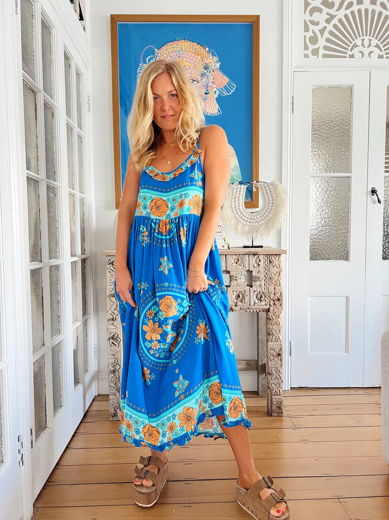 Bibi Midi Dress Riviera print