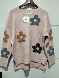 Sacha Daisy Knit Jumper blush – flat lay full front view