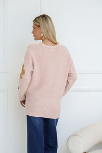 Sacha Daisy Knit Jumper blush – model back view
