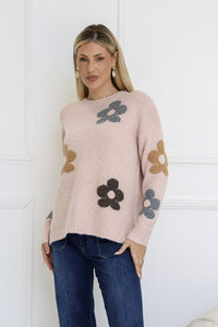 Sacha Daisy Knit Jumper blush by Miss Marlow – model lifestyle shot front view