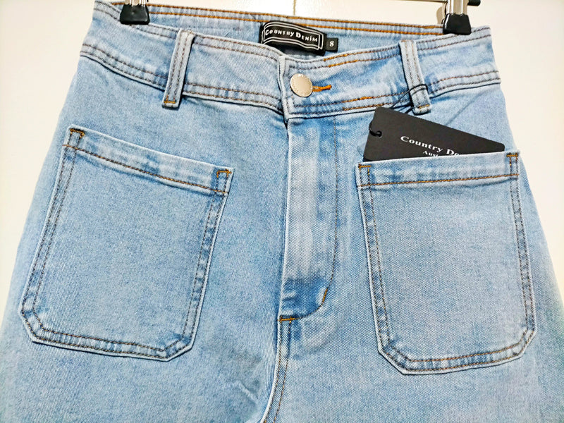 Sailor Wide Leg Pocket Jeans - Light Blue Kenzie Tenzie