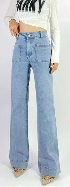 Sailor Wide Leg Pocket Jeans - Light Blue Kenzie Tenzie