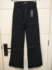 Sailor Wide Leg Pocket Jeans black – flat lay front showing full length