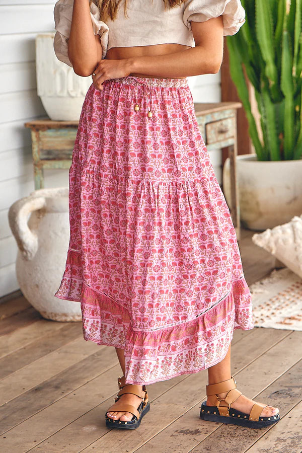 Shayla Maxi Skirt Rose Blossom print Kenzie Tenzie