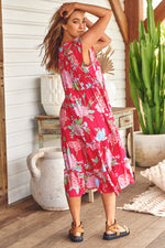 Slate Midi Dress Cerise Print Kenzie Tenzie