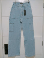 Summertime Straight Leg Cargo Jean - Washed Light Blue Kenzie Tenzie