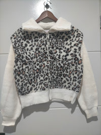 Sundays Leopard Sherpa Jacket ~ Winter White