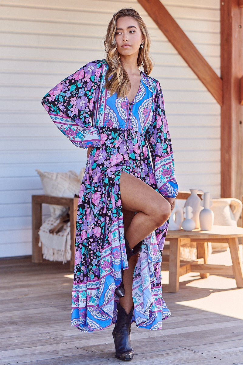 Teresa Maxi Dress Blackbird Print Kenzie Tenzie