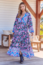 Teresa Maxi Dress Blackbird Print Kenzie Tenzie