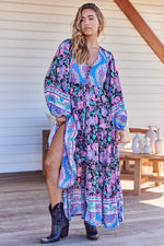 Teresa Maxi Dress Blackbird Print Kenzie Tenzie