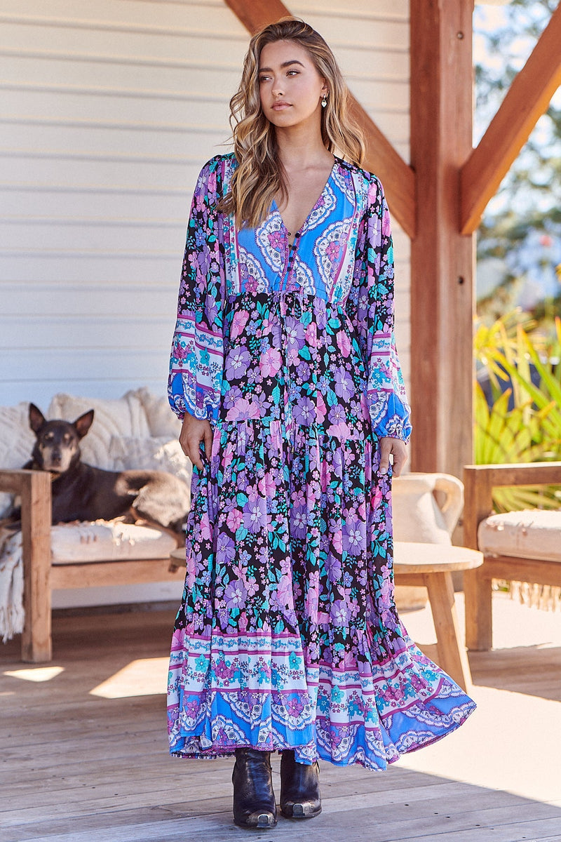 Teresa Maxi Dress Blackbird Print Kenzie Tenzie