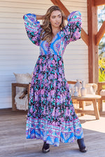 Teresa Maxi Dress Blackbird Print Kenzie Tenzie