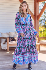 Teresa Maxi Dress Blackbird Print Kenzie Tenzie