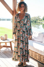 Teresa Maxi Dress Emerald Arches Print Kenzie Tenzie